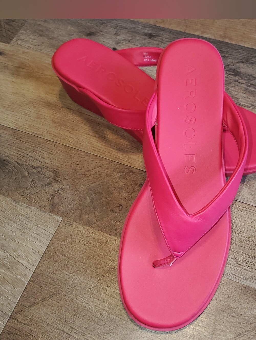 Aerosoles Women's Pink Wedge Flip Flop Sandals Size 9